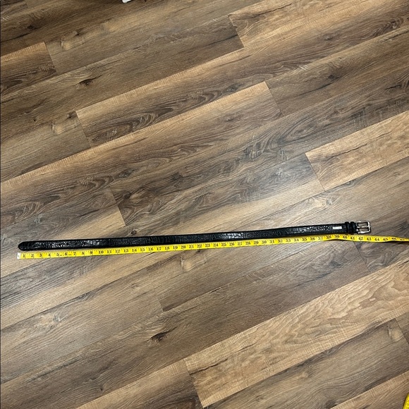 Polo Ralph Lauren Mens Belt Faux Crocodile Alligator Italian Leather Black Sz36 - Picture 8 of 12